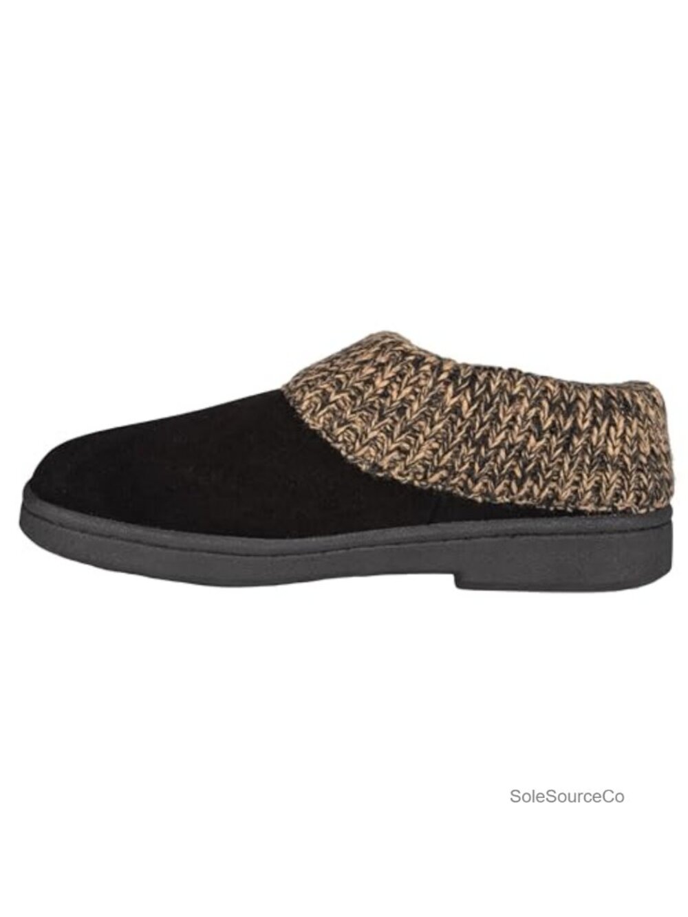 Suede Knit Collar Clog Slippers Plush Faux Fur Lining